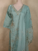 Soft Aqua Blue Floral Sequins and Beads Embroidered Design Organza Salwar Suit