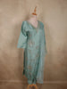 Soft Aqua Blue Floral Sequins and Beads Embroidered Design Organza Salwar Suit