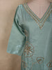 Soft Aqua Blue Floral Sequins and Beads Embroidered Design Organza Salwar Suit