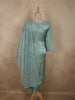 Soft Aqua Blue Floral Sequins and Beads Embroidered Design Organza Salwar Suit