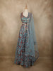 Soft Aqua Blue Floral Thread and Sequins Embroidered Design Organza Lehenga with Dupatta