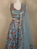 Soft Aqua Blue Floral Thread and Sequins Embroidered Design Organza Lehenga with Dupatta