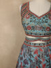 Soft Aqua Blue Floral Thread and Sequins Embroidered Design Organza Lehenga with Dupatta
