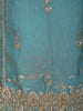 Soft Aqua Blue Floral Zari Embroidered and Stone Embellished Design Organza Palazzo Suit with Dupatta