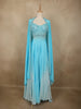Soft Aqua Blue Heavy Beads Embroidered Design Satin Lehenga with Dupatta