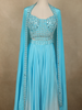 Soft Aqua Blue Heavy Beads Embroidered Design Satin Lehenga with Dupatta
