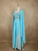 Soft Aqua Blue Heavy Beads Embroidered Design Satin Lehenga with Dupatta