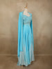 Soft Aqua Blue Heavy Beads Embroidered Design Satin Lehenga with Dupatta