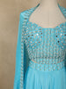 Soft Aqua Blue Heavy Beads Embroidered Design Satin Lehenga with Dupatta