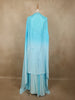 Soft Aqua Blue Heavy Beads Embroidered Design Satin Lehenga with Dupatta