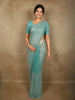 Soft Aqua Blue Heavy Sequins Embroidered Design Net Designer Saree with Designer Border