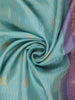 Soft Aqua Blue Stripes and Elephant Butta Zari Woven Design Pure Kanchipuram Silk Saree with Contrast Border