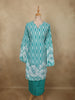 Soft Aqua Blue zig Zag Printed Design Cotton Straight Cut Salwar Suit
