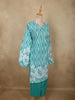 Soft Aqua Blue zig Zag Printed Design Cotton Straight Cut Salwar Suit