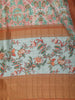 Soft Aqua Green Floral Printed Design Semi Tussar Saree