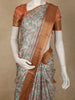 Soft Aqua Green Floral Printed Design Semi Tussar Saree