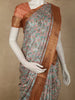 Soft Aqua Green Floral Printed Design Semi Tussar Saree