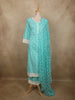 Soft Aqua Mint Blue Floral Printed Design Cotton Salwar Suit with Dupatta