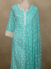 Soft Aqua Mint Blue Floral Printed Design Cotton Salwar Suit with Dupatta