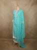 Soft Aqua Mint Blue Floral Printed Design Cotton Salwar Suit with Dupatta