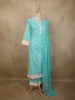 Soft Aqua Mint Blue Floral Printed Design Cotton Salwar Suit with Dupatta