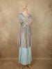 Soft Aqua Sky Blue Floral Printed Design Crepe Peplum Palazzo Suit