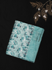 Soft Aqua Teal Floral Printed Design Crepe Silk Saree
