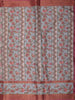 Soft Ash Grey and Rose Pink Floral Printed Design Semi Tussar Saree