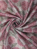 Soft Ash Grey and Rose Pink Floral Printed Design Semi Tussar Saree