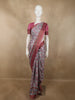 Soft Ash Grey and Rose Pink Floral Printed Design Semi Tussar Saree