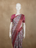 Soft Ash Grey and Rose Pink Floral Printed Design Semi Tussar Saree