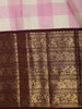 Soft Baby Pink Striped Zari Woven Design Pure Kanchipuram Silk Saree with Contrast Zari Border