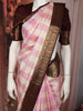 Soft Baby Pink Striped Zari Woven Design Pure Kanchipuram Silk Saree with Contrast Zari Border