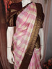 Soft Baby Pink Striped Zari Woven Design Pure Kanchipuram Silk Saree with Contrast Zari Border
