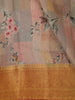 Soft Beige Cream Floral Printed Design Pure Tussar Silk Fancy Saree with Thread Work Border