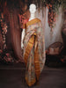 Soft Beige Cream Floral Printed Design Pure Tussar Silk Fancy Saree with Thread Work Border