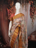 Soft Beige Cream Floral Printed Design Pure Tussar Silk Fancy Saree with Thread Work Border