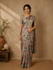 Soft Beige Floral Design Tussar Silk Saree