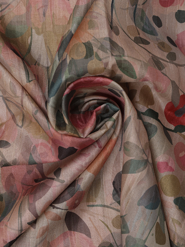 Soft Beige Floral Design Tussar Silk Saree - Diadem