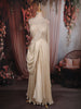 Soft Beige Floral Sequins and Beads Embroidered Design Tissue Silk Lehenga with Draped Dupatta