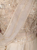 Soft Beige Floral Sequins and Beads Embroidered Design Tissue Silk Lehenga with Draped Dupatta