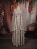 Soft Beige Floral Thread and Beads Embroidered Design Net Lehenga with Dupatta