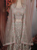 Soft Beige Floral Thread and Beads Embroidered Design Net Lehenga with Dupatta