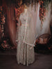 Soft Beige Floral Thread and Beads Embroidered Design Net Lehenga with Dupatta