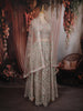Soft Beige Floral Thread and Beads Embroidered Design Net Lehenga with Dupatta