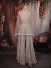 Soft Beige Floral Thread and Beads Embroidered Design Net Lehenga with Dupatta