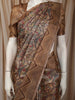 Soft Beige Floral Vine Woven Design Pure Tussar Saree with Geometric Border