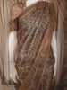 Soft Beige Floral Vine Woven Design Pure Tussar Saree with Geometric Border