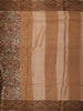 Soft Beige Floral Vine Woven Design Pure Tussar Saree with Geometric Border