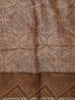 Soft Beige Floral Vine Woven Design Pure Tussar Saree with Geometric Border